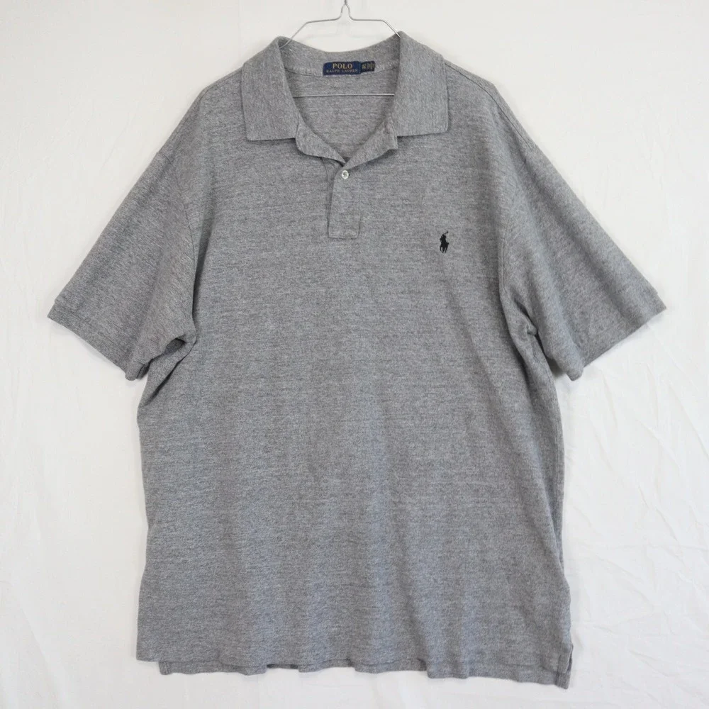 Polo Ralph Lauren Shirt Mens XLT Tall Casual Knit Cotton Pony Gray Short Sleeve